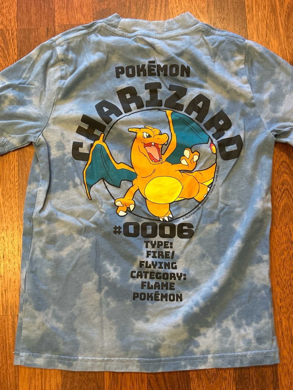 Abercrombie Kids Pokémon Charizard Blue Tie Dye Tshirt Youth Size 9/10
